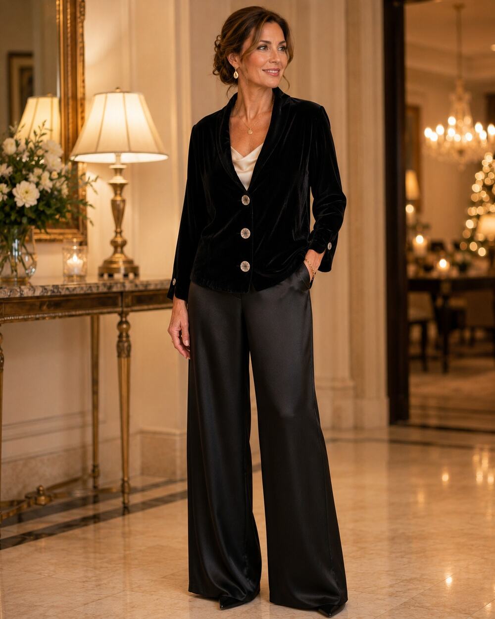 Harvé Benard Womens XL Black Velvet Jacket Stretch Button Front